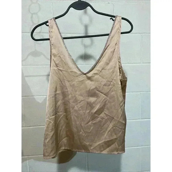 Generation Love Women's Christie Crystal Tank Small Latte Sleeveless Embellished - Picture 4 of 12